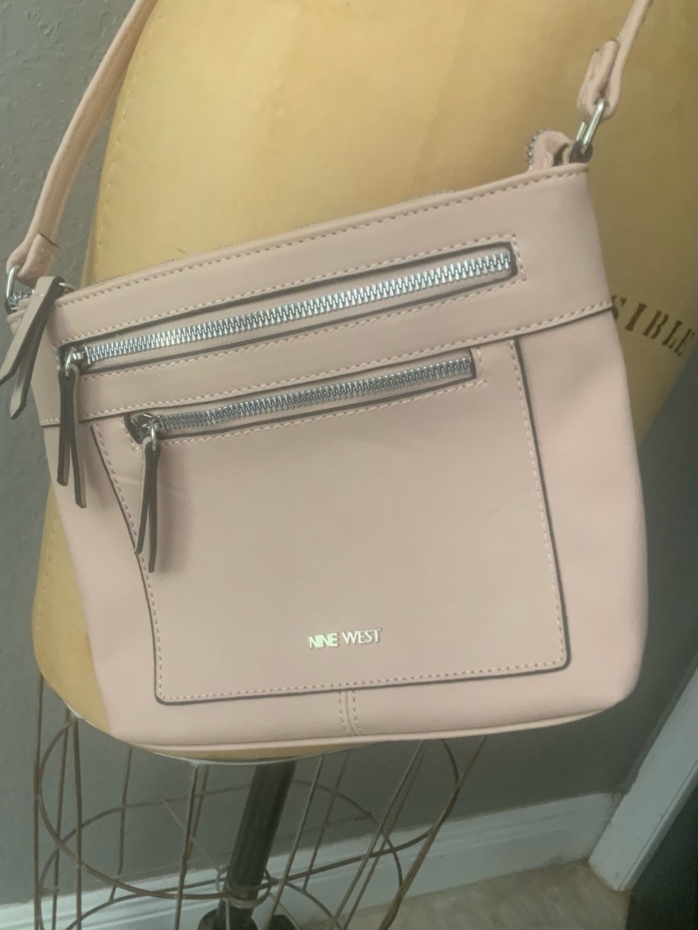 Nine West Blush Pink Crossbody with Silver Hardware